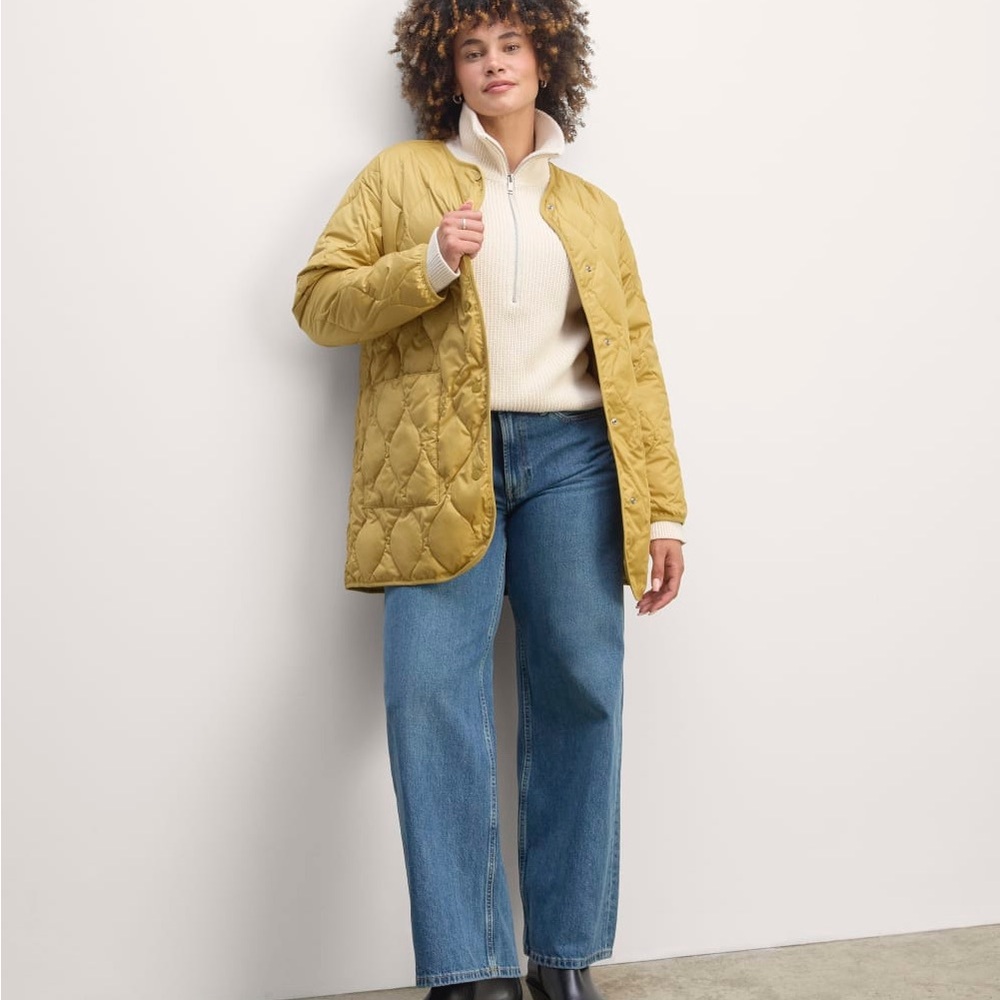 Everlane Quilted Puffer Jacket in Mustard Yellow - Picture 3 of 8